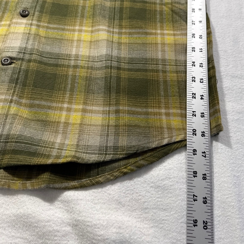 Under Armour Mens Flannel Shirt Large Green Yellow Plaid Long Sleeve Loose Fit - Picture 6 of 7